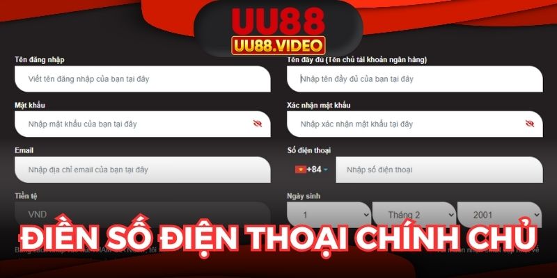 Cung cấp số điện thoại chính chủ khi tạo tài khoản