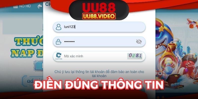 Đảm bảo điền đúng tên tài khoản theo yêu cầu