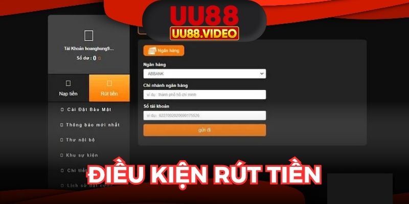 Rút tiền UU88 và những điều kiện liên quan